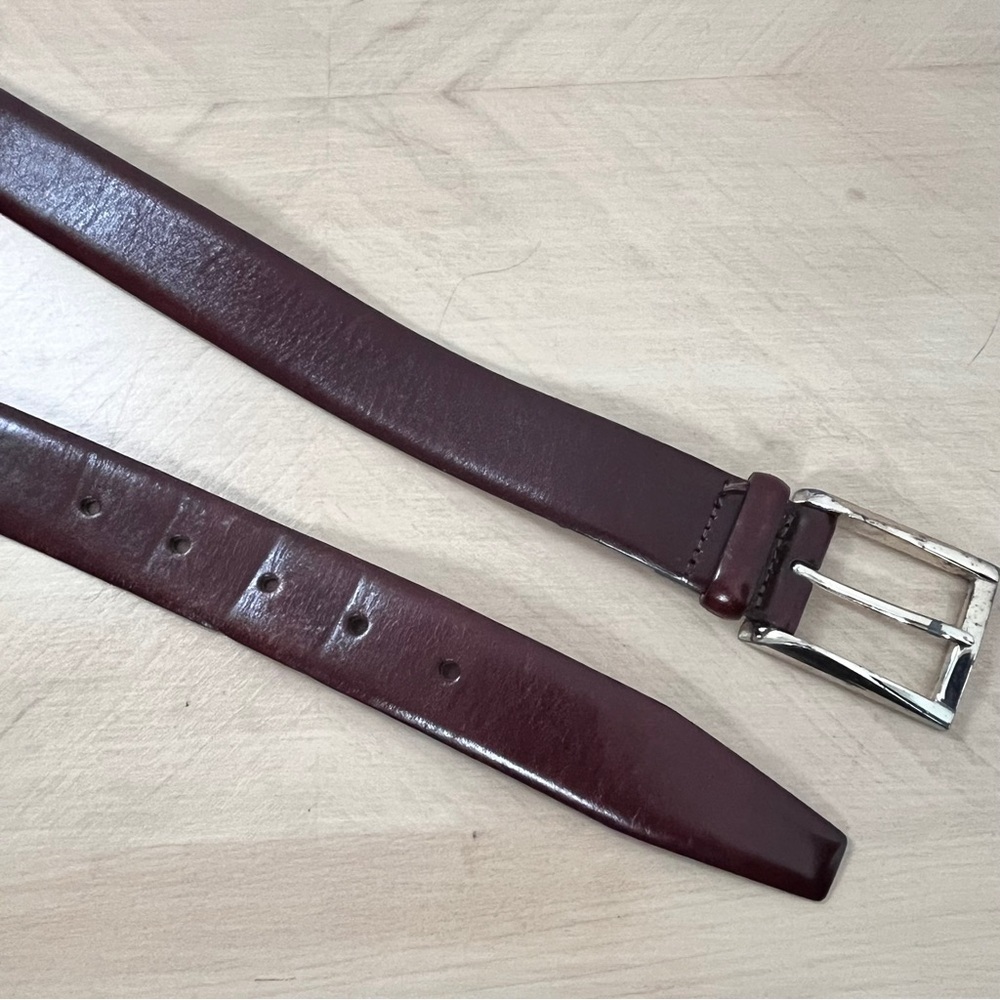 Trafalgar Brown Cortina Leather Dress Belt Silver-tone buckle Men's 38 - Picture 7 of 12